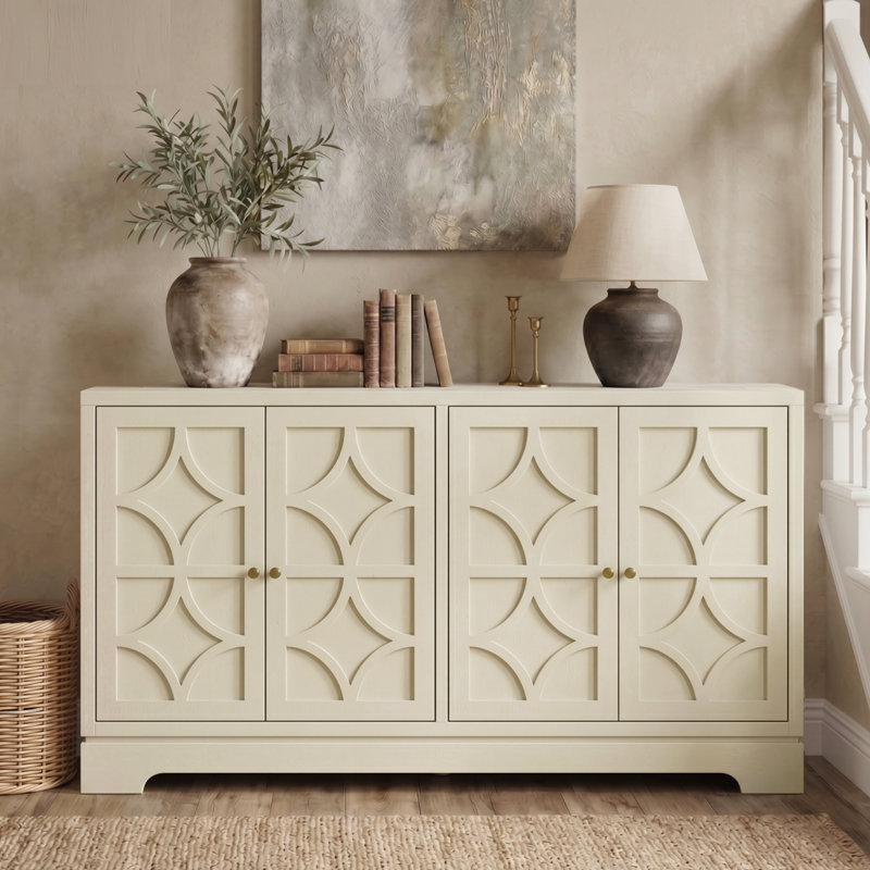 Sideboard Cabinet With 4 Doors, Beige