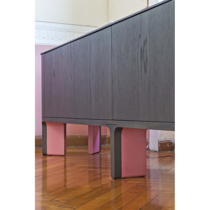 Acro-bat 94.5'' W Solid Wood Sideboard, Natural Oak/Rosewood