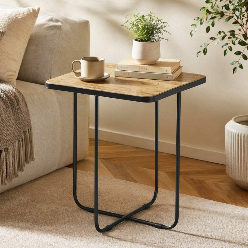 Table d'appoint en travertin et noir