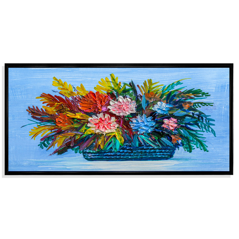 «Life Style Flowers Vase», peinture sur toile, Cadre noir, H 8 po x l 12 po x P 1 po