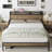 King Size Platform Bed Frame With 2-tier Storage Headboard/ Charging Station,Light Brown-98975042-98975039