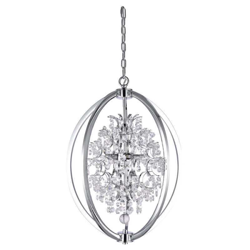 Transitional 4 Light Crystal Cage Chandelier, Chrome