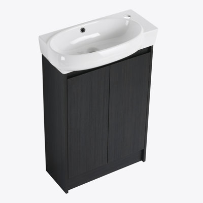 Meuble-lavabo autoportant de 23 po avec lavabo et portes à fermeture douce