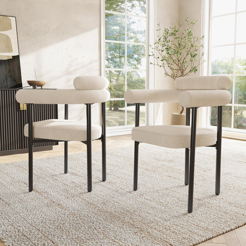 Set Of Chairs With Armrest, Beige, 2