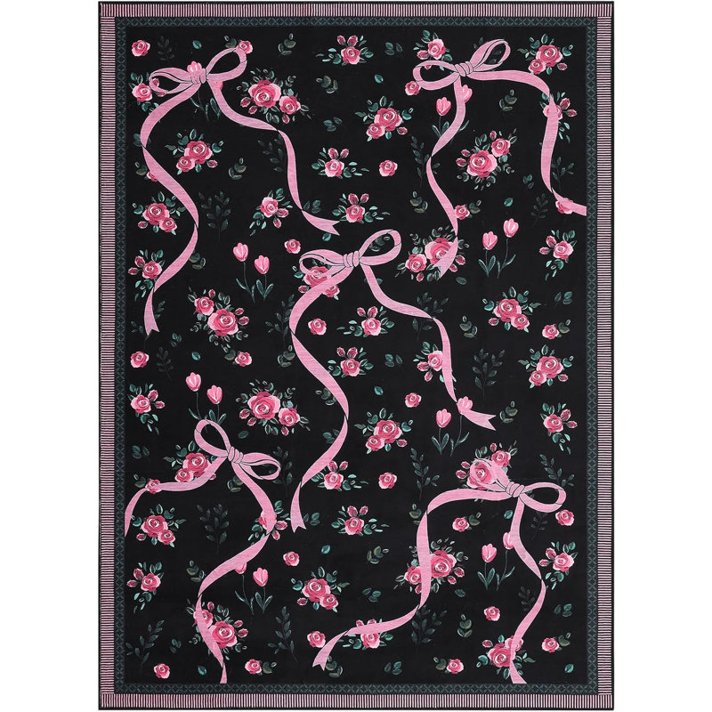 2x6 Non-Slip Hallway Runner, Soft Washable Coquette Purple Rug for Kitchen, Bedroom, & Nursery, Rectangle 8' x 10'