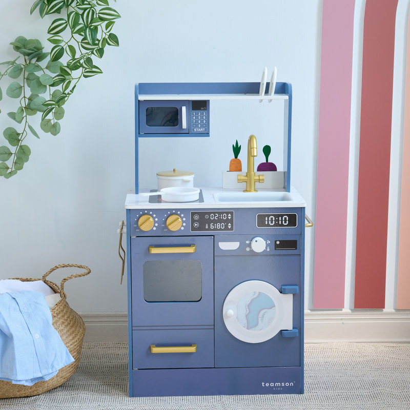 Cuisine de jeu en bois avec lave-linge, four et micro-ondes Teamson Kids Lake Tahoe, Bleu