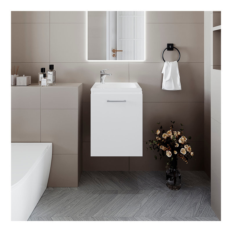 Meuble-lavabo avec lavabo et robinet intégrés Haigleer Creek, Blanc
