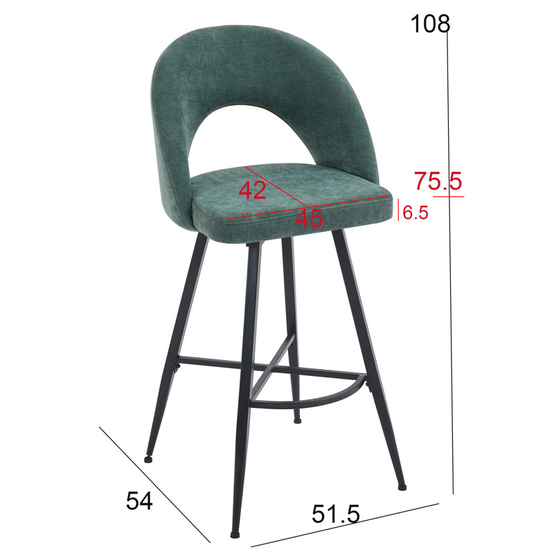 Swivel Upholstered Counter Stool with Metal Frame, Green