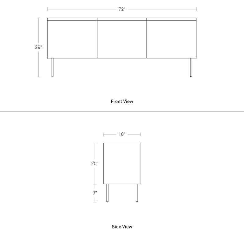 Clad 72'' W Sideboard, Oblivion/Walnut