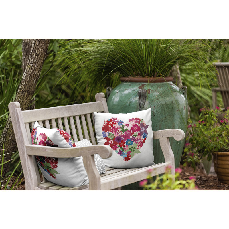 Floral Outdoor Reversible Throw Pillow, 20"H x 20"W, Square