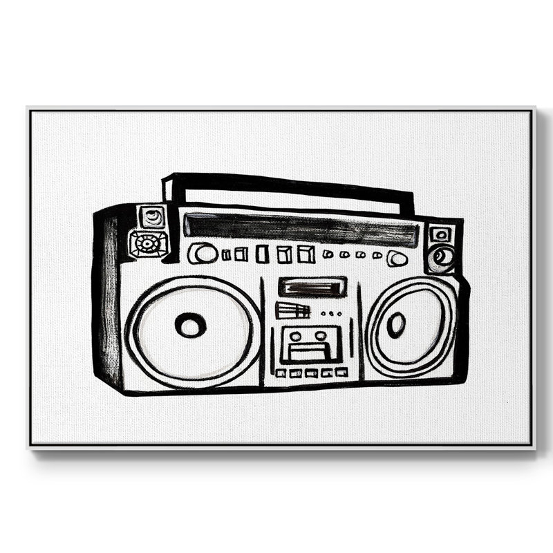 Toile tendue avec châssis Boombox, H 25 po x l 37 po x P 2 po, Cadre blanc