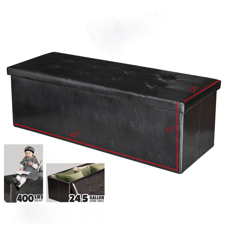 30" Collapsible Storage Ottoman – Sit, Store & Save Space - Black