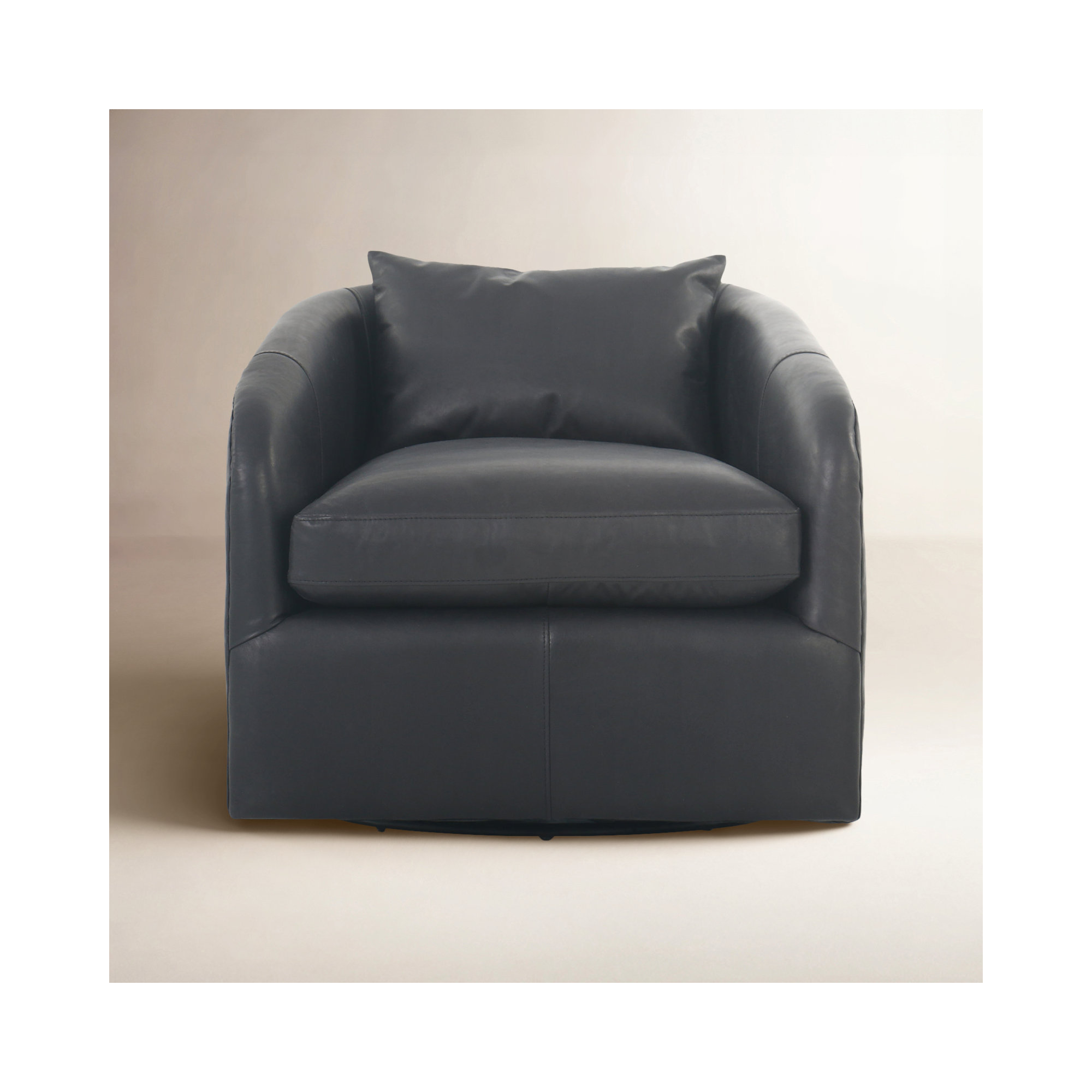Paralimni Upholstered Swivel Armchair, Heirloom Black Genuine Leather