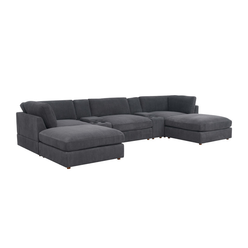 Auchterarder Modular Corduroy Sectional, Dark Gray