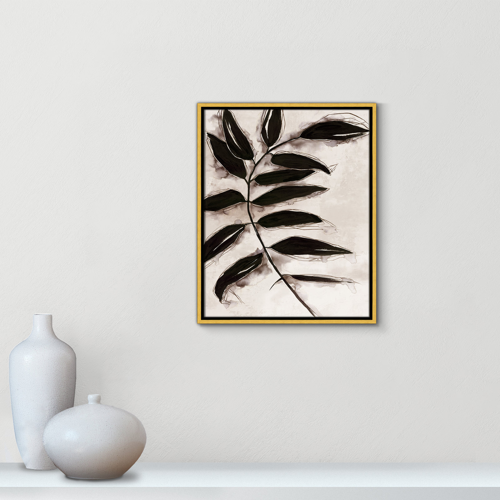 Leaves "Leaves II" Print, 21.5" H x 17.5" W x 2" D, Gold Framed