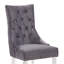 Chaise de salle à manger moderne et contemporaine capitonnée en velours gris avec pieds en acrylique