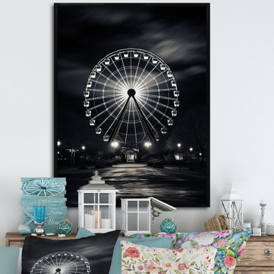 «Black Ferris Wheel Midnight Carousel I - Cityscapes», art mural sur toile