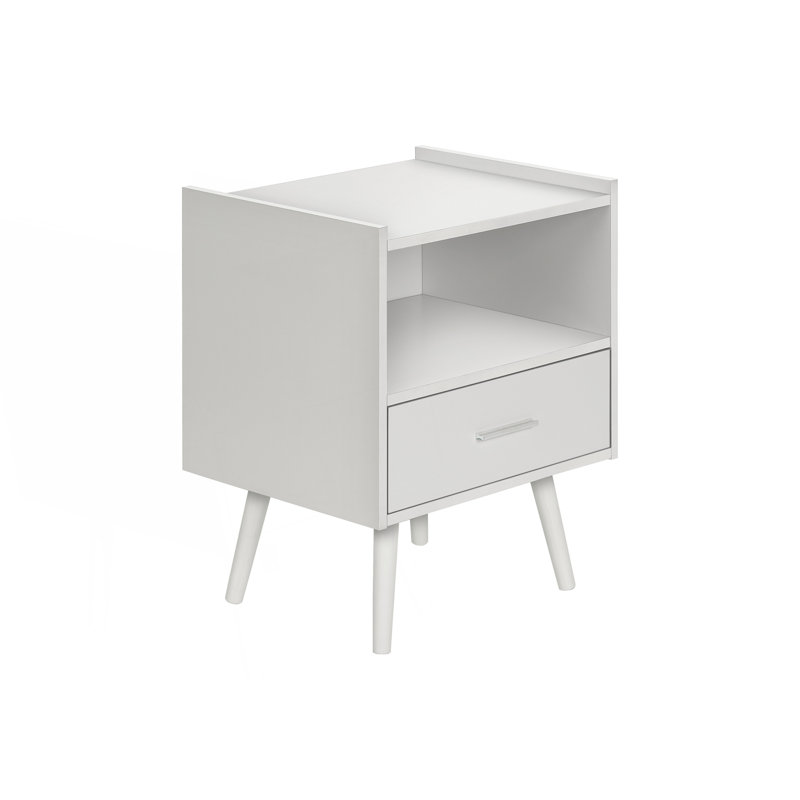 Modern Nightstand With 1 Storage Drawer, White