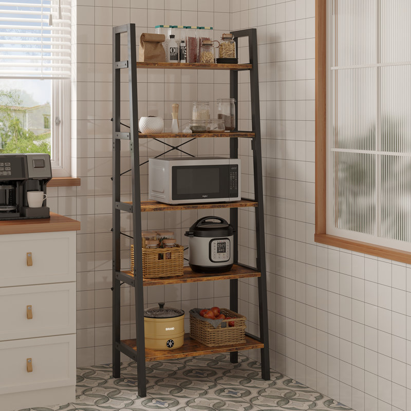 Échelle à 5 niveaux, support de rangement à plusieurs niveaux avec tablettes ouvertes, présentoir polyvalent pour le salon, la chambre à coucher et le bureau