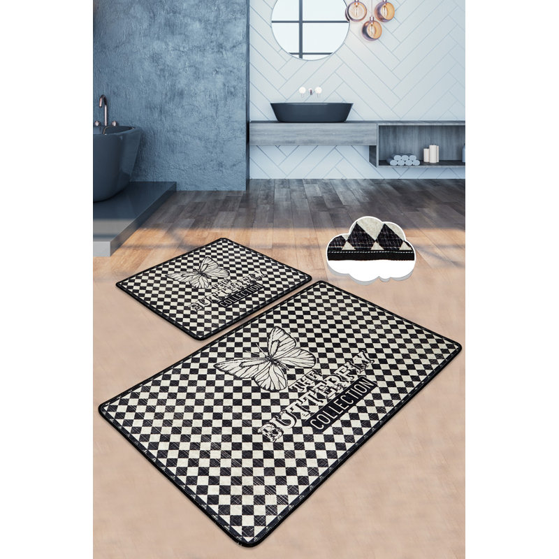 Ensemble de tapis de bain antibactérien (2 pièces), 100% polyester, 19,7 po x 23,6 po et 23,6 po x 39,4 po | Sous-tapis antidérapant, hauteur des poils: 0,4 po | Lavable à la machine, doux et durable, idéal pour la sécurité et le confort de la salle de bain