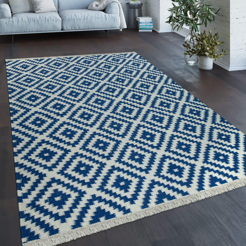 Hillside Geometric Hand Woven Area Rug, Rectangle 60 x 110cm