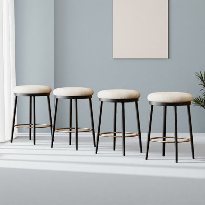 Ensemble de 4 tabourets de comptoir 24,75 po, ensemble de 4 tabourets de comptoir avec structure en fer, coussin éponge, repose-pieds