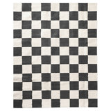 Wool Checkered Area Rug in Black/White