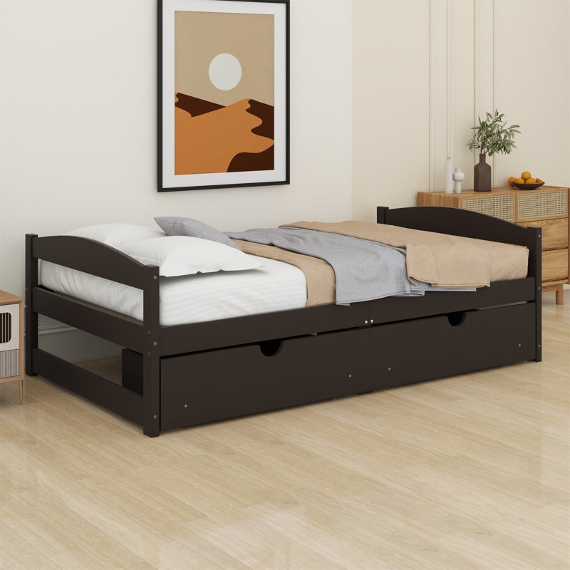 Platform Bed, With Two Drawers, Espresso
