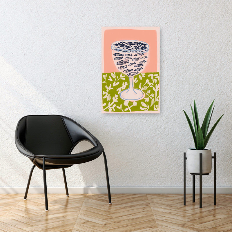 Playful Fish Bowl Playful Vibrant Whimsical Fish Nature Architecture Wall Art Print 1 Piece Wrapped Canvas Wall Art