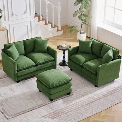 3-Piece Cloud Living Room Set with Deep Seat