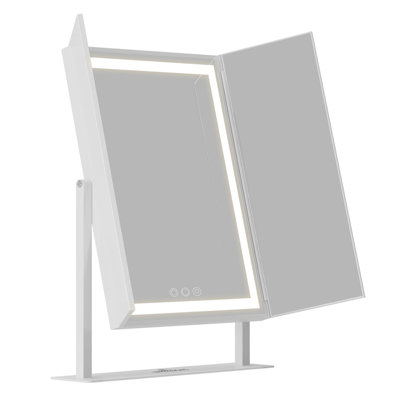 Lavish Tri Tone 360 Degree Tilt Vanity Mirror with Stand, Multiple Viewing Angles Desk Mirror