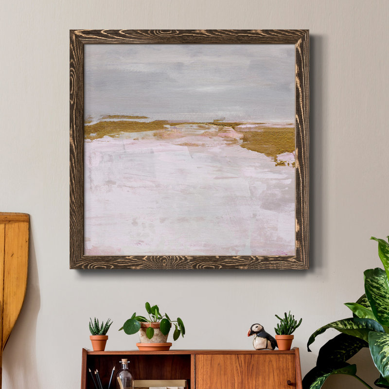 Toile encadrée de qualité supérieure Magenta Skyline II - prête à être accrochée, H 27,5 po x l 27,5 po x P 1,5 po, Noyer
