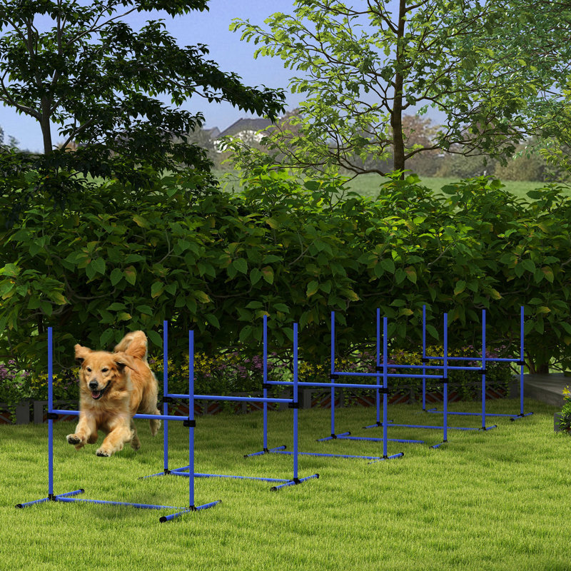 6 Piece Dog Agility Practise Kit With Adjustable Bars, Blue Pouch 6 Training Bars & Carry Bag