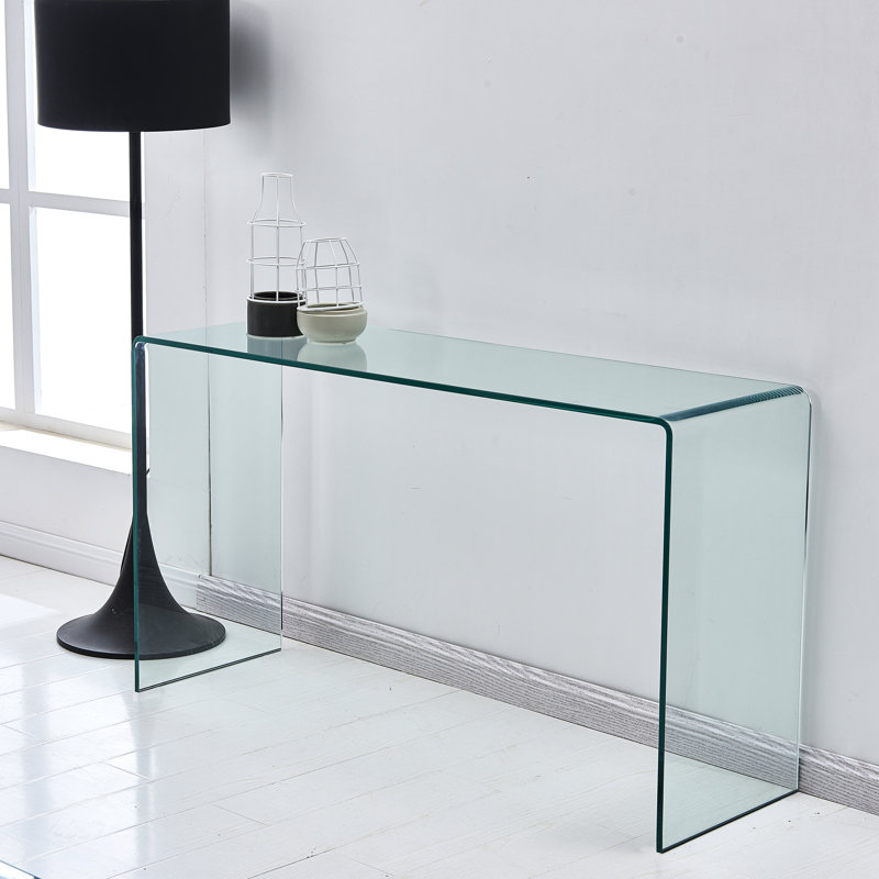 Console en verre trempé transparent - bureau moderne et fonctionnel facile à nettoyer pour un bureau à la maison élégant avec un fonctionnement quotidien polyvalent et sécuritaire