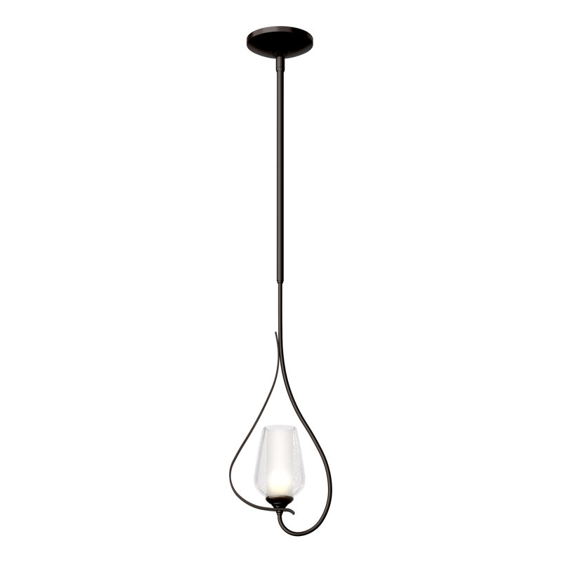 Flora 1 - Light Single Geometric Pendant, Oil Rubbed Bronze, Opal and Seeded