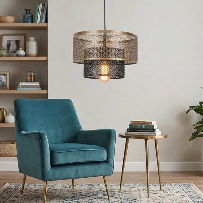 Aurelia 1-Light Two-Tier Geometric Mesh Pendant