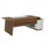 Bureau de direction en L 70,5 po avec armoire de rangement et tablettes, grand poste de travail moderne de style Mid-Century pour le bureau à domicile