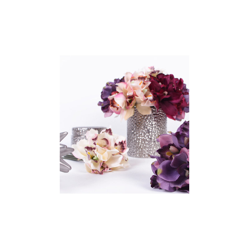 Pièce maîtresse de luxe en soie cymbidium, Rose mauve