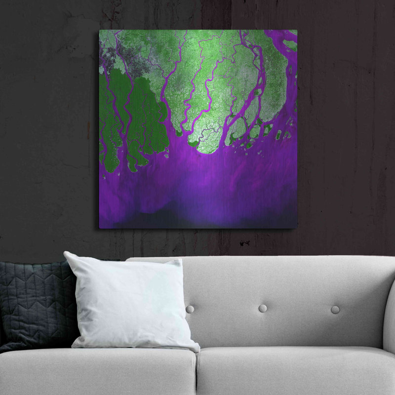 Red Barrel Studio® «Earth as Art: Ganges RIver Delta», art mural en métal, H 36 po x l 36 po