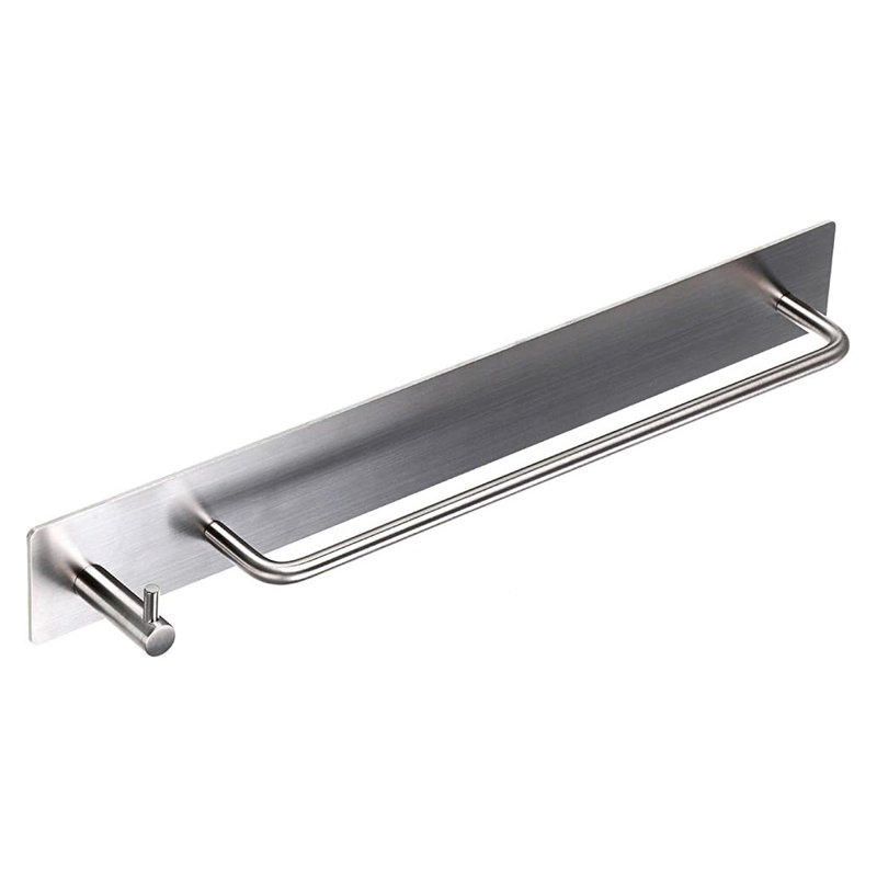 3M Self-Adhesive Stainless Steel Towel Bar Rack With Hook - Brushed Finish Bathroom Kitchen Bedroom Organizer, No Drill Installation, Space Saving Design