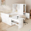 Lit plateforme double avec 6 tiroirs, tablettes, bureau et garde-robe-592017445