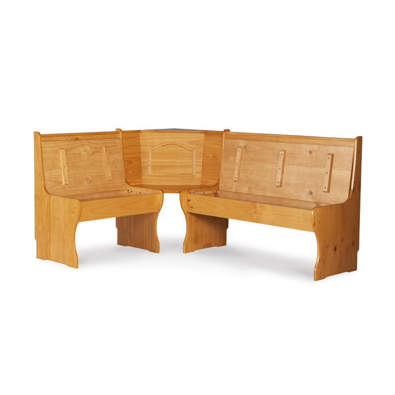 Jiles 5 Person Corner Solid Pine Breakfast Nook with Hidden Storage, Natural