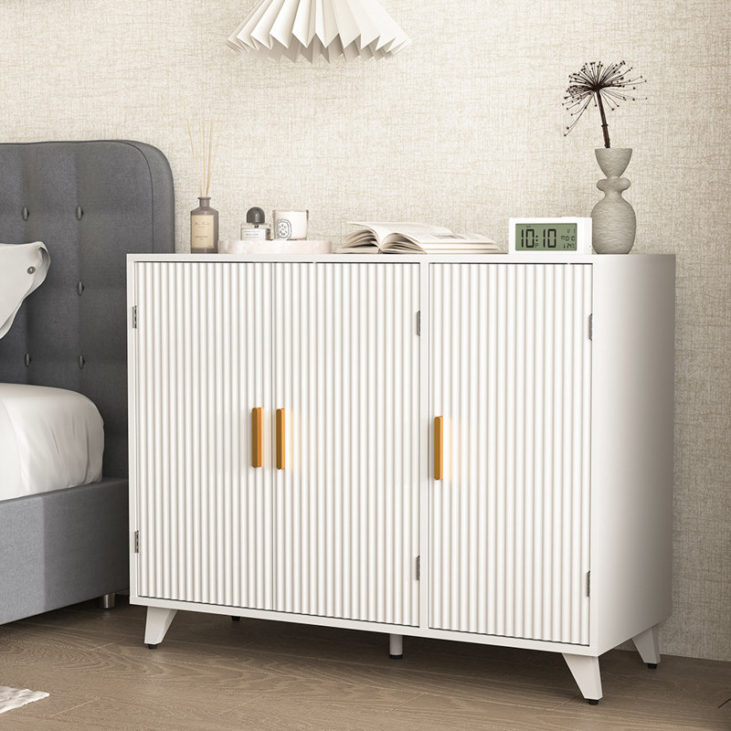 3-Door Accent Sideboard With Wavy Texture
