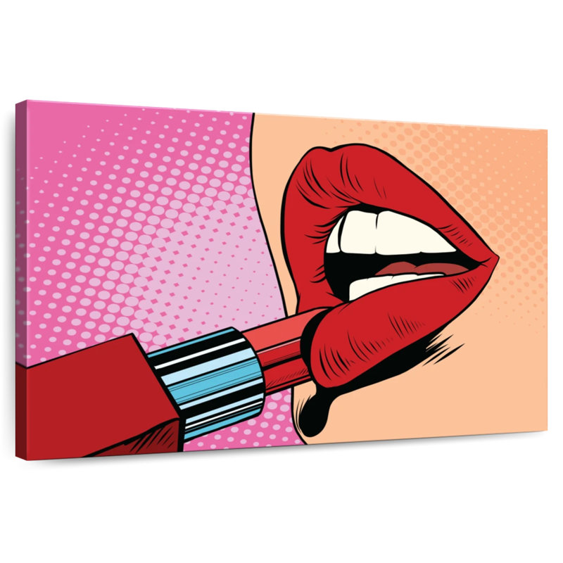 Caricature des lèvres rouges, H 16 po x l 24 po
