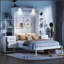 Lit escamotable peu encombrant avec tablettes, tiroirs et veilleuse à DEL pour un rangement efficace et confortable-174467450-174467453
