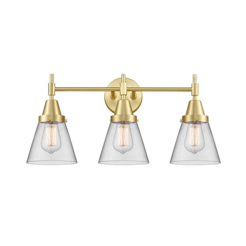 Gayle 3 - Light Dimmable Vanity Light, Clear, Satin Brass, 60 Watt Vintage Incandescent Bulb
