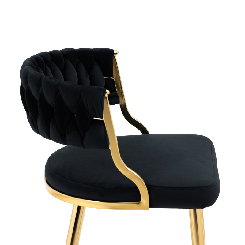 Ginko Tufted Velvet Dining Chair, Black, 2