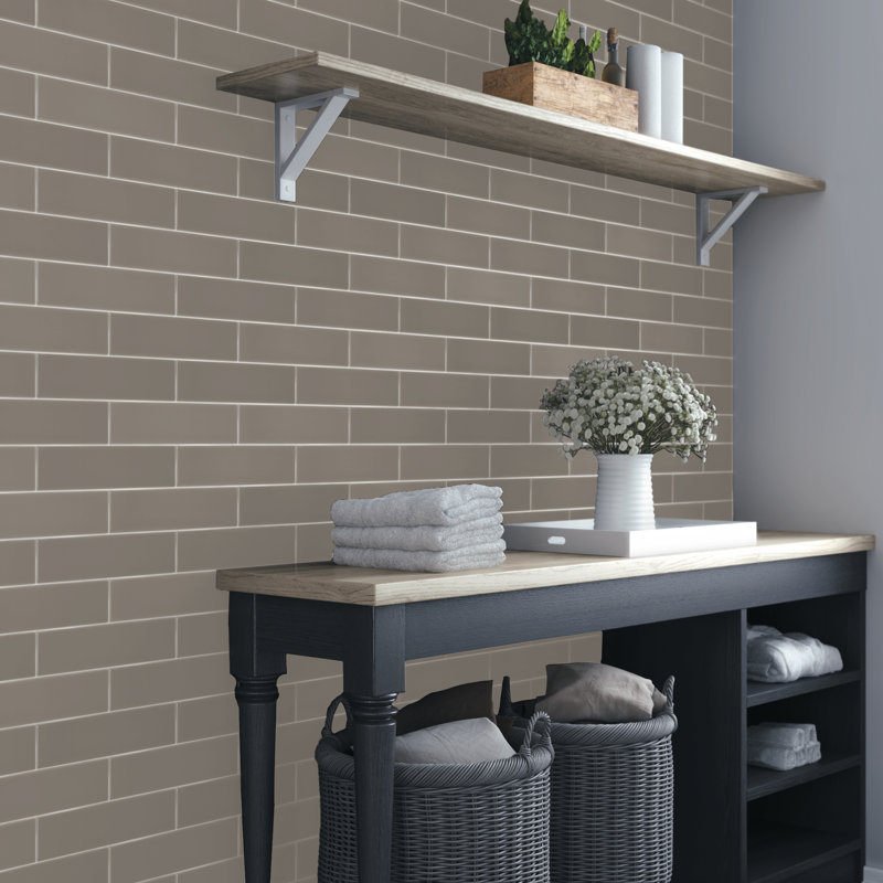 Curvaceous 3" x 6" Ceramic Wall Tile, Gray
