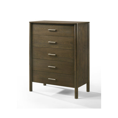 Cid Caro Tall Dresser Chest, 5 Drawers, Wenge Brown Rubberwood