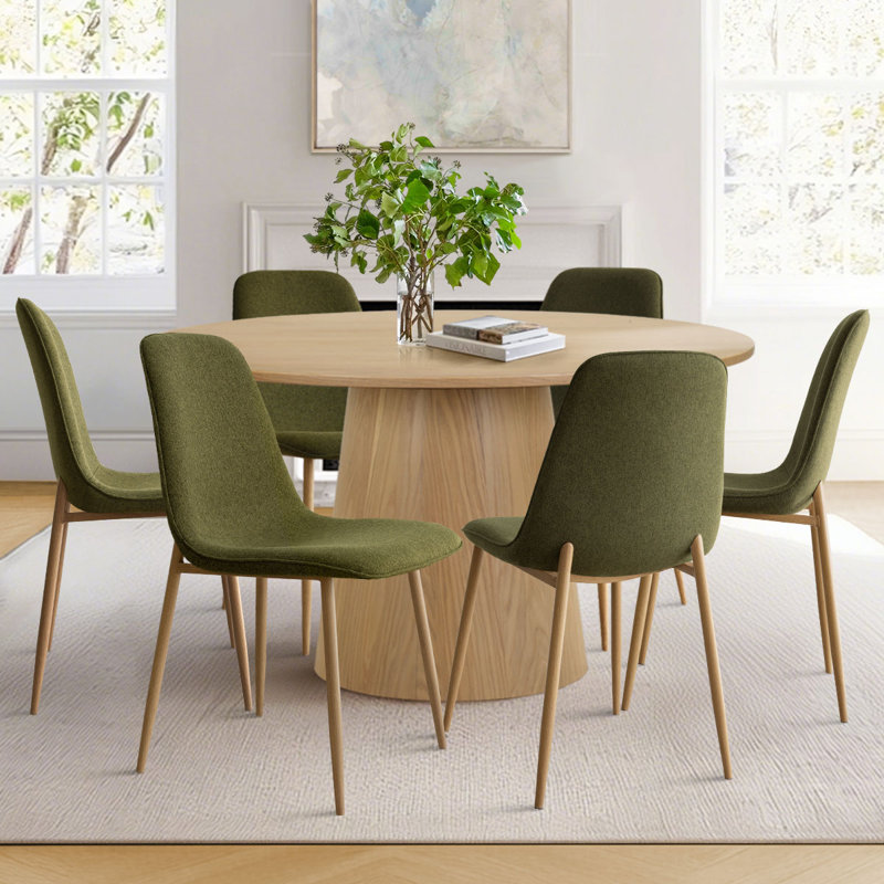 Set of 6 Upholstered 18" Seat Height Full Back Side Chair, Green